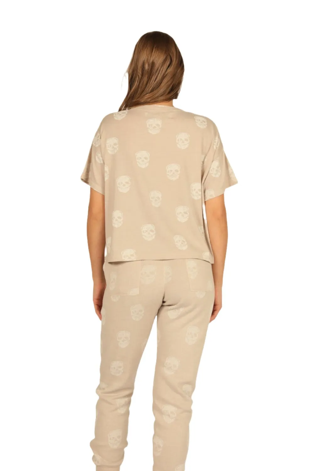 Vintage Havana Tan Skull Boxy Crop Tee VH9407