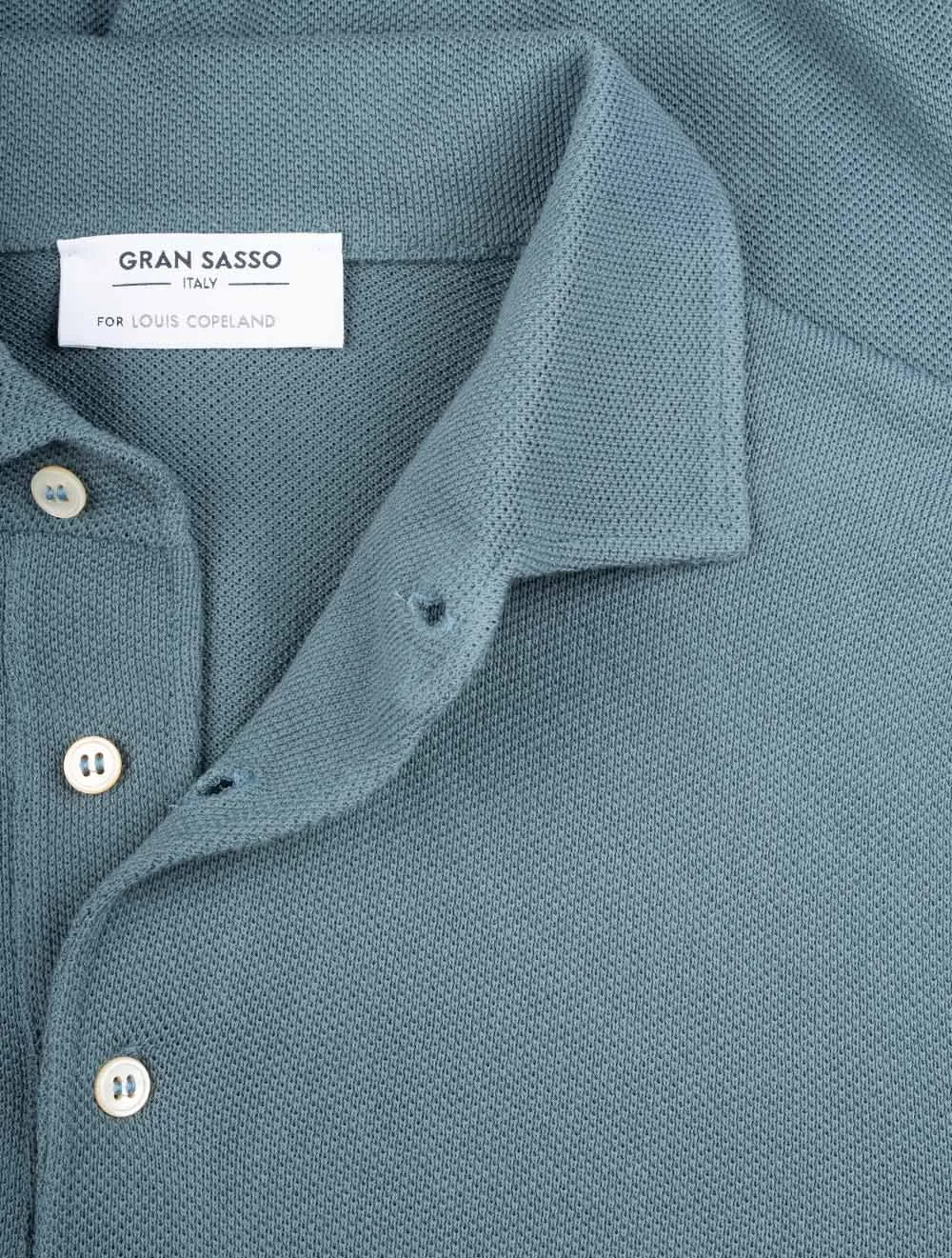 Weave Short Sleeve 3 Button Polo Green