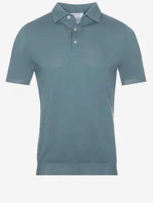 Weave Short Sleeve 3 Button Polo Green