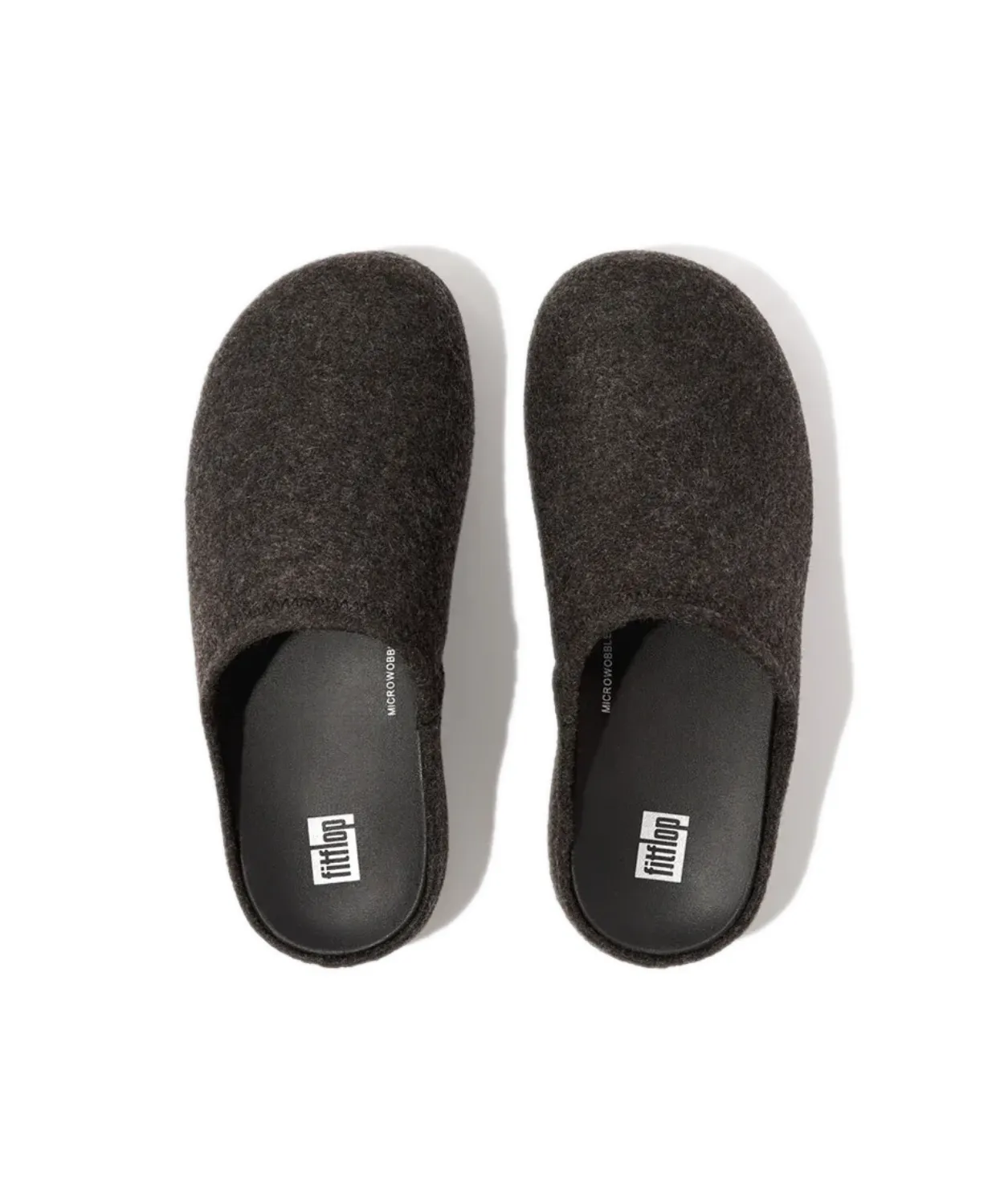 Womens Fitflop Shoes FitFlop Shuv e01 Cushy Felt Clog Slippers Black