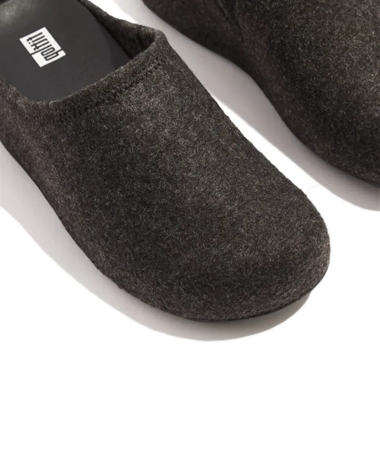 Womens Fitflop Shoes FitFlop Shuv e01 Cushy Felt Clog Slippers Black