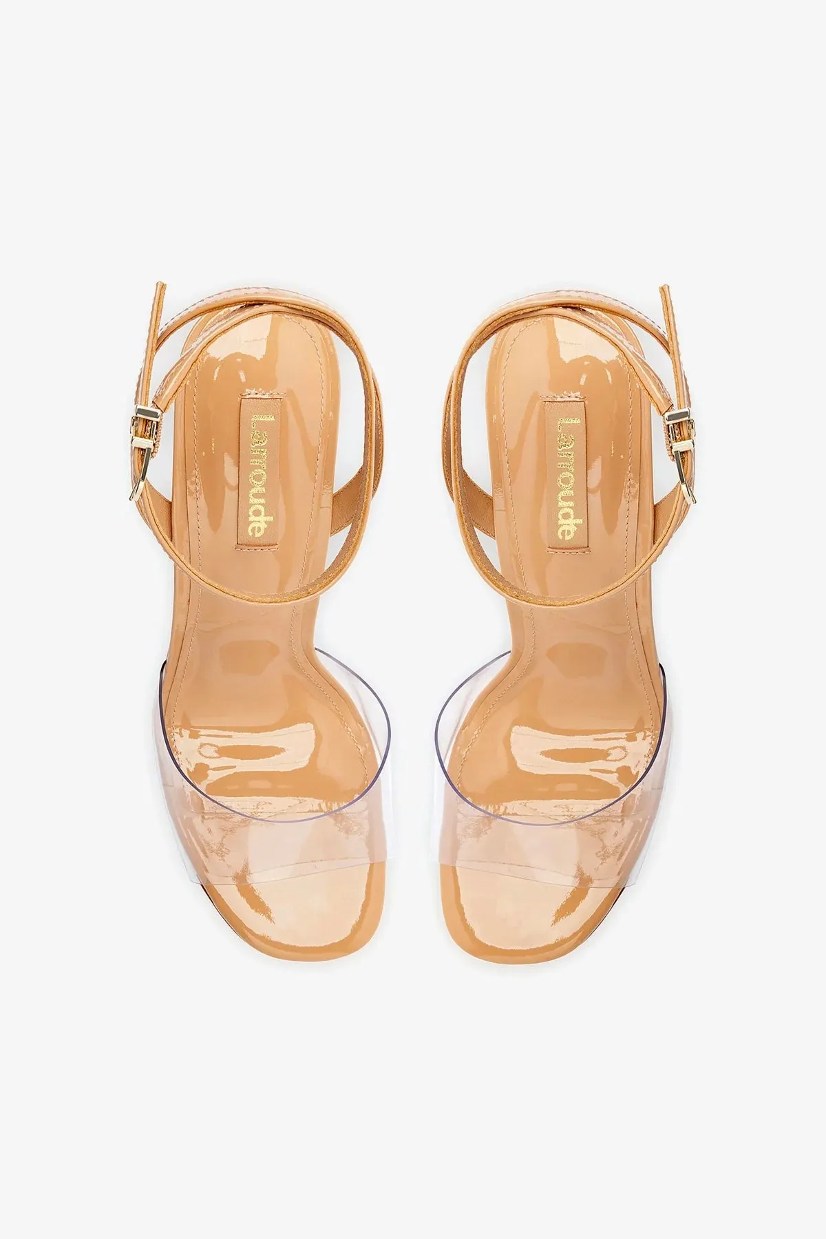 Yves Wedge In Tan Patent Leather and Vinyl