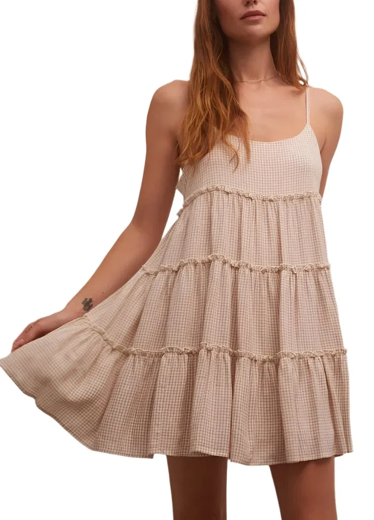 Z Supply Carina Gingham Mini Dress Adobe White