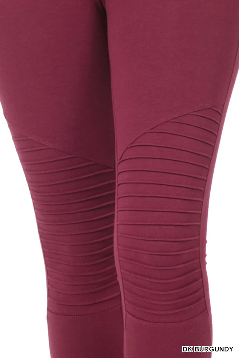 Zenana Cotton Wide Waistband Moto Legging OP-1818AB